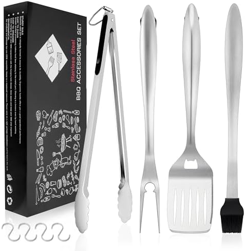 HaSteeL BBQ Accessories, 18In Grill Tools for Outdoor Grill - 4 Pack by HaSteeL