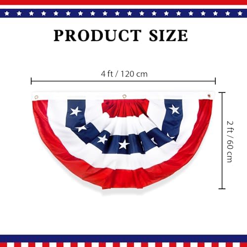 2x4 Ft American Bunting Flags Outdoor, USA Pleated Fan Flag for Outside, 4th of July Decorations Memorial Day Patriotic Flags Bunting Outdoor Indoor Decor (Set of 3) - Image 2