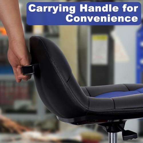 Rolling Stool with Wheels, Adjustable Shop Stool Mechanic Chair Seat Garage Shop Roller Work Chair Mobile Rolling Seat with Tool Tray, 2 Cup Holders, 4" Casters, 350 LBS, Heavy-Duty, Blue - Image 6