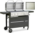 Flintex Gas and Charcoal Grill Combo with Griddle, Propane Grill Griddle Combo with Dual Fuel BBQ System, 720 sq.in. Cooking Area, Porcelain-Enameled Cast Iron Grates and Pan by FlintexGrills