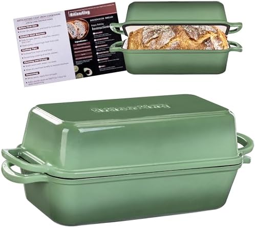 Cast Iron Loaf Pan with Lid, 11x5 Inch 5.8 Qt Sourdough Pan by Articarting