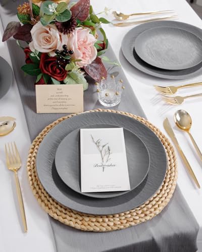 32pcs Dark Grey Plastic Plates Reusable Unbreakable and Dishwasher safe - Image 3
