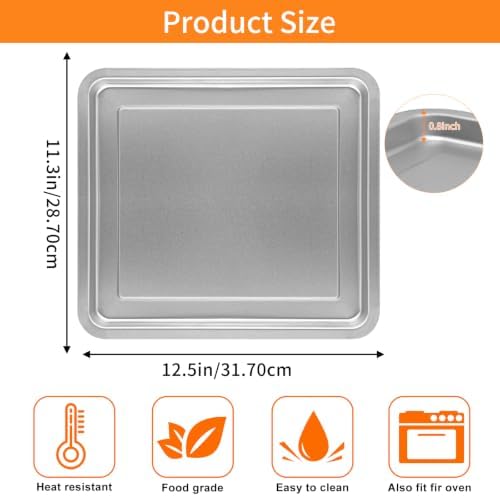 Air Fryer Replacement Tray for Emeril Lagasse 26 QT Extra Large Air Fryer, 12.5''×11.3'' Steel Air Fryer Accessories Grill Pan Plate Replacement Parts Rack - Image 2