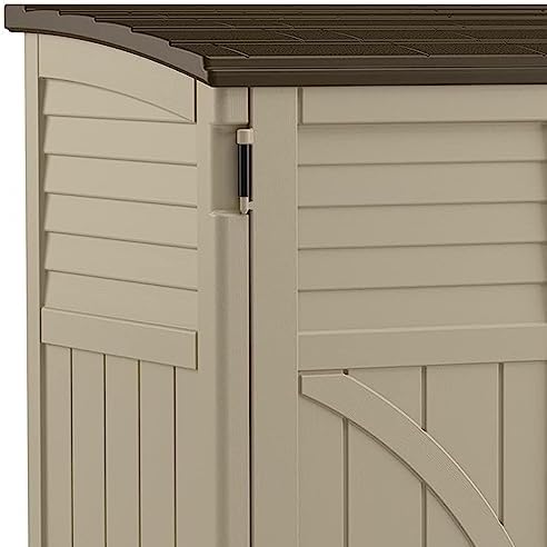 Suncast Horizontal Shed, Compact Outdoor Storage System, 34 Cu. Ft. Capacity, Sand & Slate - Lockable Multi-Wall Resin Organizer for Garbage Cans, Garden Tools, Bins, Bikes and Yard Equipment - Image 5