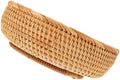 Rattan Woven round Basket, Vintage Storage Organizer by Unknown