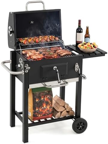 Giantex Charcoal Grill, Outdoor BBQ Grill with Foldable Side Shelf by Giantex