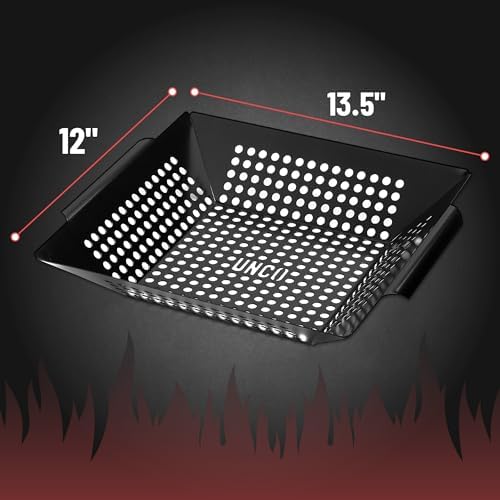 UNCO- Large Grill Basket, 13.6" x 12", Grill Baskets for Outdoor Grill Vegetables - Image 2
