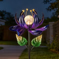 AIINY Solar Purple Metal Flower Wind Spinners, Colorful Spinning Windmill Lotus Yard Art Lights with LED Crystal Ball Decorative Stake Lighting Flower Sculpture by AIINY