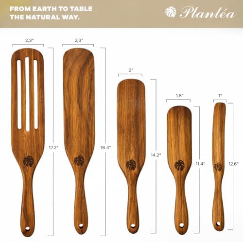 As Seen On TV, Spurtles Kitchen Tools Wooden, Plantéa Handmade Wooden Spoons for Cooking, Heat Resistant Spurtle Set Cooking Utensil For Non-Stick Cookware, Stirring, Mixing, Whisking, Serving - Image 6