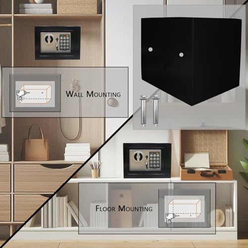 Yuanshikj Small Steel Security Safe Box with Keypad,Key;0.23 CuFt, Black - Image 3