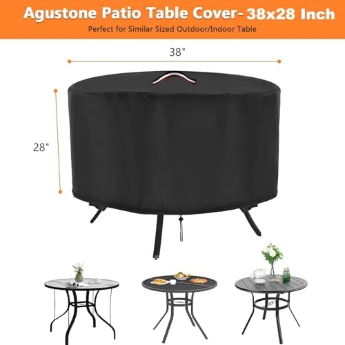 38 Inch Patio Table Cover, 38x28 in Outdoor Waterproof Round Table Cover - Image 2