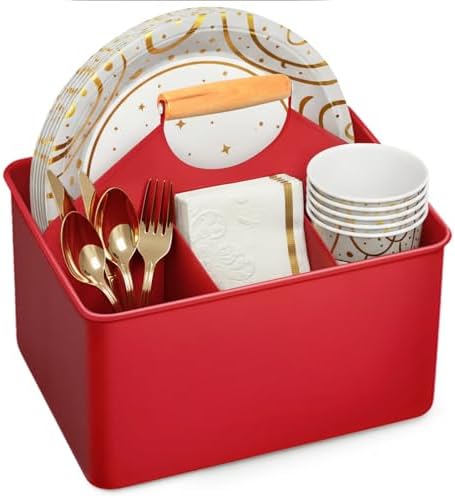 Plexon Metal Utensil Caddy With Handle - Farmhouse Kitchen Utensil Holder by Plexon