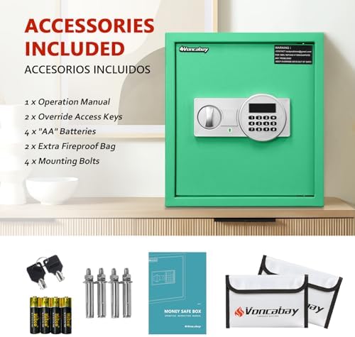 Voncabay Money Safe Box for Home with Digital Keypad, 1.5 Cu. Ft., Green - Image 6