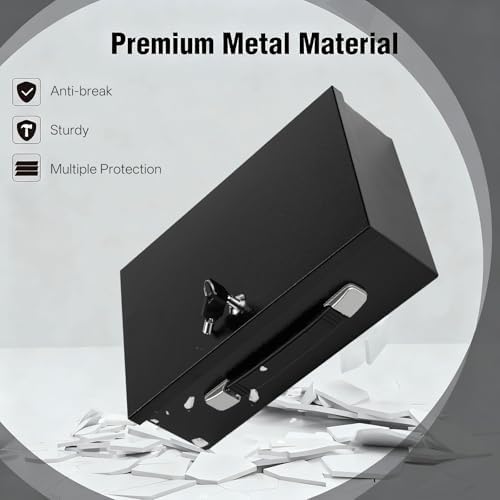 Fireproof Document Box with Key Lock – Fire Resistant Safe Box for Home, Portable Lock Box for Personal Items, Passport, Cash, Tablet, 12.8" x 8.5" x 4.13" Black L - Image 5