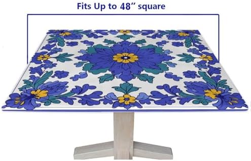 Square Card Tablecloth, Mexican Talavera Pattern Printed on Stain Resistant Patio Bench Cover, Perfect for Meals Coffee Guest Dinners, Fit for 48" x 48" Square Tables - Image 5