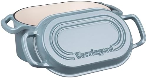 VORRINGARD Oval Dutch Oven Pot with Lid, Enamel Coating Cast Iron Bread Pans for Homemade Sourdough Bread Baking, Cooking, 4 Quart, Sea Salt - Image 4