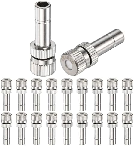 M METERXITY 20-Pack Brass Misting Nozzles, 0.004"/0.1mm Orifice Mister Replacement Heads for Outdoor Cooling System/Landscaping/Humidification/Greenhouse, 6mm Low-Pressure Fog Sprayer Nozzle by MMETERXITY