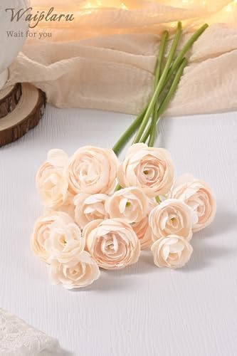 Waipfaru Ranunculus Artificial Flowers, 18Pcs 14In Fake Peonies Artificial Flowers, Faux Flower for Vase Silk Flower Real Touch Faux Peony Bulk for DIY Wedding Bouquet Home Bridal Shower Decor - Image 3