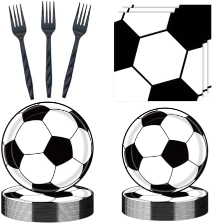 50-Piece Soccer-Themed Birthday Party Set: Plates, Napkins, Paper Plates by Exquisitehighqualitypartydecorationstomeetyoureveryneed%EF%BC%81