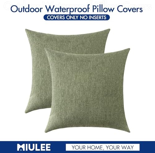 MIULEE Decorative Outdoor Pillow Covers Waterproof 16x16 Gray Green - Image 6