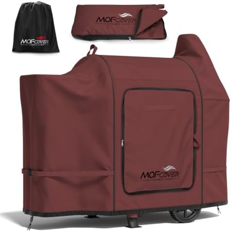 Foldable Grill Cover for Pit Boss Austin XL/Rancher XL, Waterproof 600D Heavy Duty Wood Pellet Smoker Cover, Fade＆Tear Resistant Pellet Grill Cover for 1000S/1100 Pro,Red by Unknown