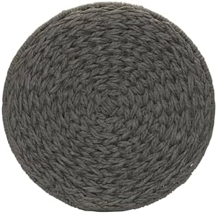 Household Essentials Handwoven Paper Rope Barrel Wicker Storage Basket Side Table, Gray - Image 7