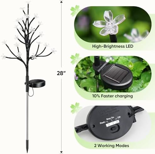 8 Pack Solar Lights Outdoor Waterproof, Garden Lights Solar Flowers - Image 5