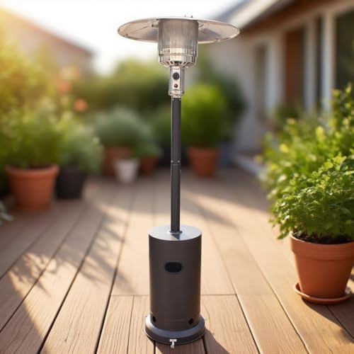 BTExpert 50000 BTU Propane Patio Heater for Outdoor Double-Layer Stainless Steel Burner, Wheels, Triple Protection System, Outdoor Heater Round Table design for Home and Commerical, Bronze - Image 2
