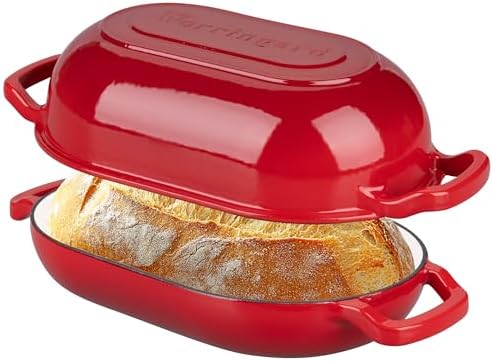 VORRINGARD Enameled Cast Iron Sourdough Bread Oven, Dutch Oven, Loaf Cast Iron Bread Pan for Homemade Bread Baking, Meatloaf Pan with Lid, 5QT, Red by Unknown
