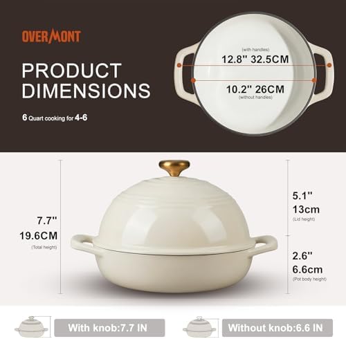 Overmont Enameled Cast Iron Dutch Oven, 6QT Bread Oven with Dome Lid Recipe - Image 5