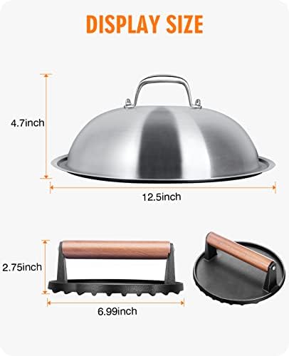 Homenote Griddle Accessories Kit with 12.5 Inch Dome and Smash Burger Press - Image 6