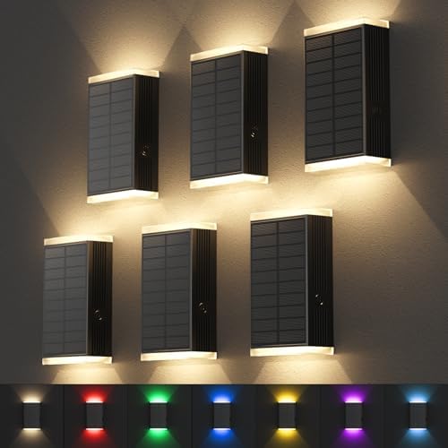 Solar Lights Outdoor,8 Lighting Modes Dusk to Dawn Lighting Wall Sconce IP67 Waterproof Up and Down Solar Wall Light Front Door Light for House, Garage, Porch,Doorway,Fence,Festival Decor (6 PACK) by UGDLUCK