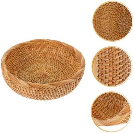 Rattan Woven Fruit Basket, Vintage Style round Picnic Organizer for Snacks - Image 7