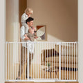 DEARBB Extra Wide Baby Gate Ultra Narrow Spacing 30.11-77.36" Pressure Mounted Double Lock Swing Auto Close Walk Through Metal Safety Pet Gate for Stairs and House Doorway Kitchen by DEARBB