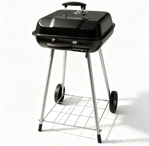 17.5 Inch Portable Charcoal Grill with Removable Ash Catcher, Durable Wheels, and Side Dampers for Effortless Cleanup by Unknown