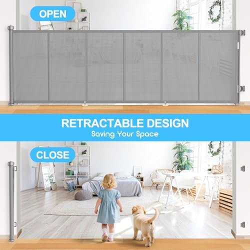 EZIGO 120 Inch Retractable Baby Gates, 41 Inch Extra Tall Retractable Gate - Image 6