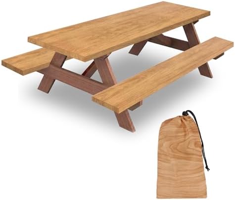 6ft 72in Picnic Table and Bench Cover, 3 Pack, Wood Grain by KENOBEE