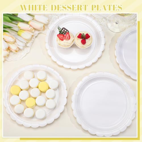 NatNarr 30 Pcs Scalloped Plates 9 Inch Disposable Graduation Paper Plates White Cute Dessert Cake Plate Dinner Party Plate for Congrats Grad, Wedding, Birthday, Engagement (Pack of 3) - Image 4