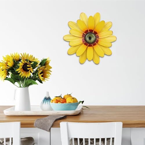 YEAHOME Sunflower Garden Decor, 11'' Metal Flower Wall Decor, Yard Hanging Wall Art Decorations for Kitchen, Bathroom, Living Room, Spring Boho Art for Indoor Outdoor - Image 6