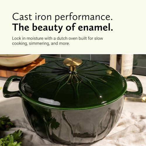 6 Quart Luxe Enamel DO with Gold Knob, Pesto - Image 3