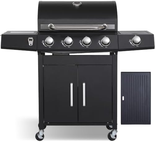 4-Burner Propane Gas Grill and Griddle Combo with Side Burner by Unknown