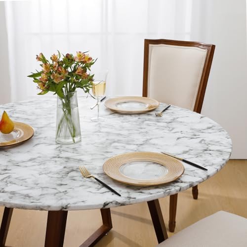 Romanstile Round Fitted Vinyl Tablecloth with Elastic Edge 100% Waterproof - Image 5