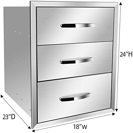 Flush Mount Stainless Steel Double Drawers with Recessed Handles for Outdoor Kitchens Or BBQ Island,-18W X 24H X 23D Inch - Image 2