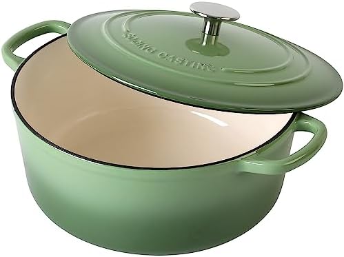 EDGING CASTING Enameled Dutch Ovens Cast Iron Dutch Oven Pot with Lid for Bread Baking, Cook, Dual Handle, 7 Quart, Pistachio Green - Image 6