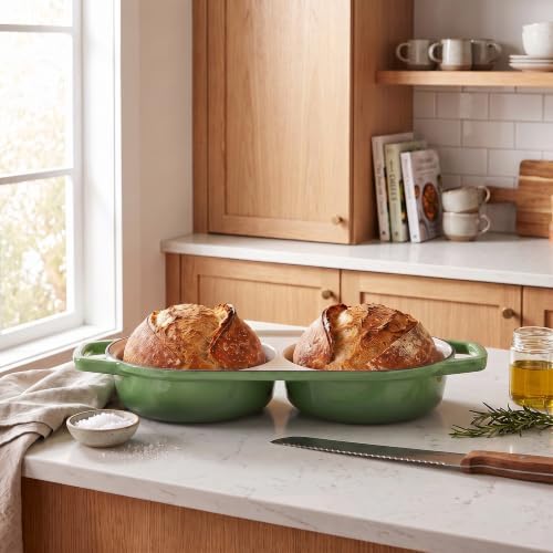 EDGING CASTING Enameled Cast Iron Double Bread Dutch Oven, Pistachio Green - Image 3