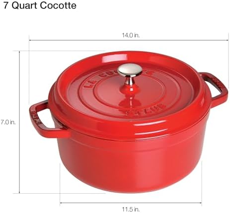 Staub 7-Qt Dutch Oven, Serves up to 7-8 People, Oven Safe to 500°F, Red - Image 3
