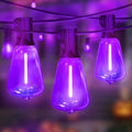 Purple Outdoor halloween String Lights, ST38 26FT LED Patio Lights with 12+1 Shatterproof Edison Bulbs,UL Waterproof Connectable Hanging Lights for Halloween Spooky Party Christmas Garden Porch Decor by ULL