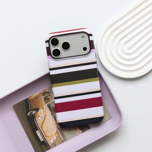 for iPhone 18 Pro Max Case, Magnetic Matte Frosted Dual-Layer Striped Phone Case for Women, Retro Aesthetic Cover Compatible with MagSafe Accessories - Retro Vineyard - Image 2