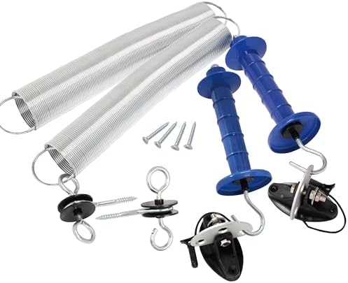 2 Pack Electric Fence Gate Kit, with Spring Gate Handle, 2 Anchor Insulators and 23 Feet Tension Big Spring，for Electric Fence Gate Livestock Fence Agricultural Fencing and Pasture by EFencSolv