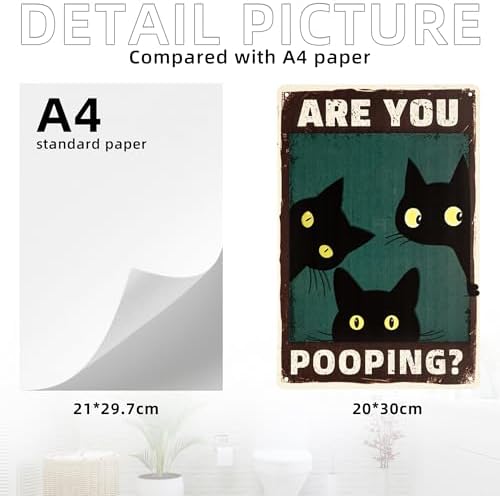 Are You Pooping Funny Retro Black Cat Wall Metal Sign - Image 3